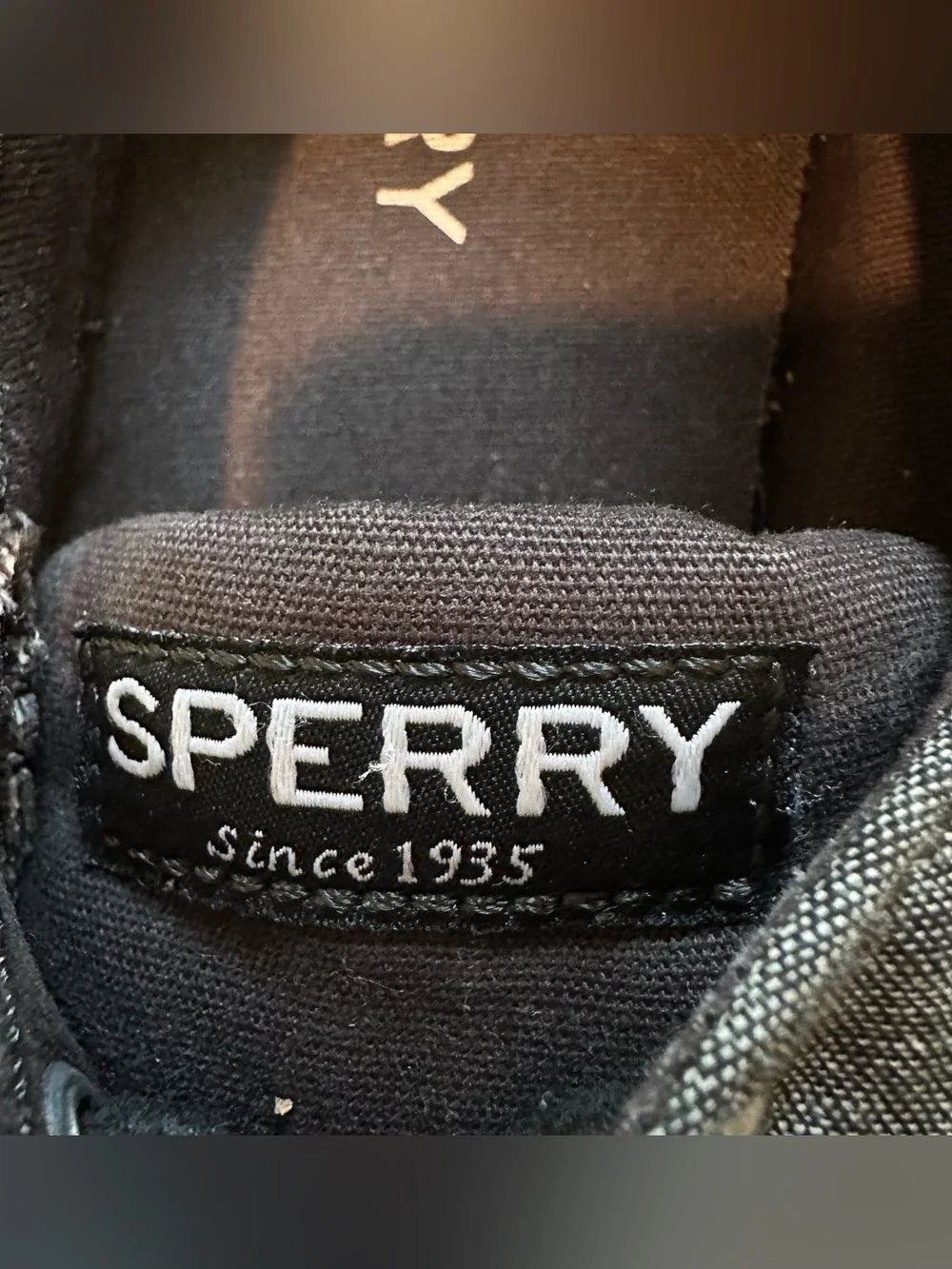 Sperry Top-Sider Men’s Boat Shoes Black Gray Canvas Lace Up Size 10 Casual